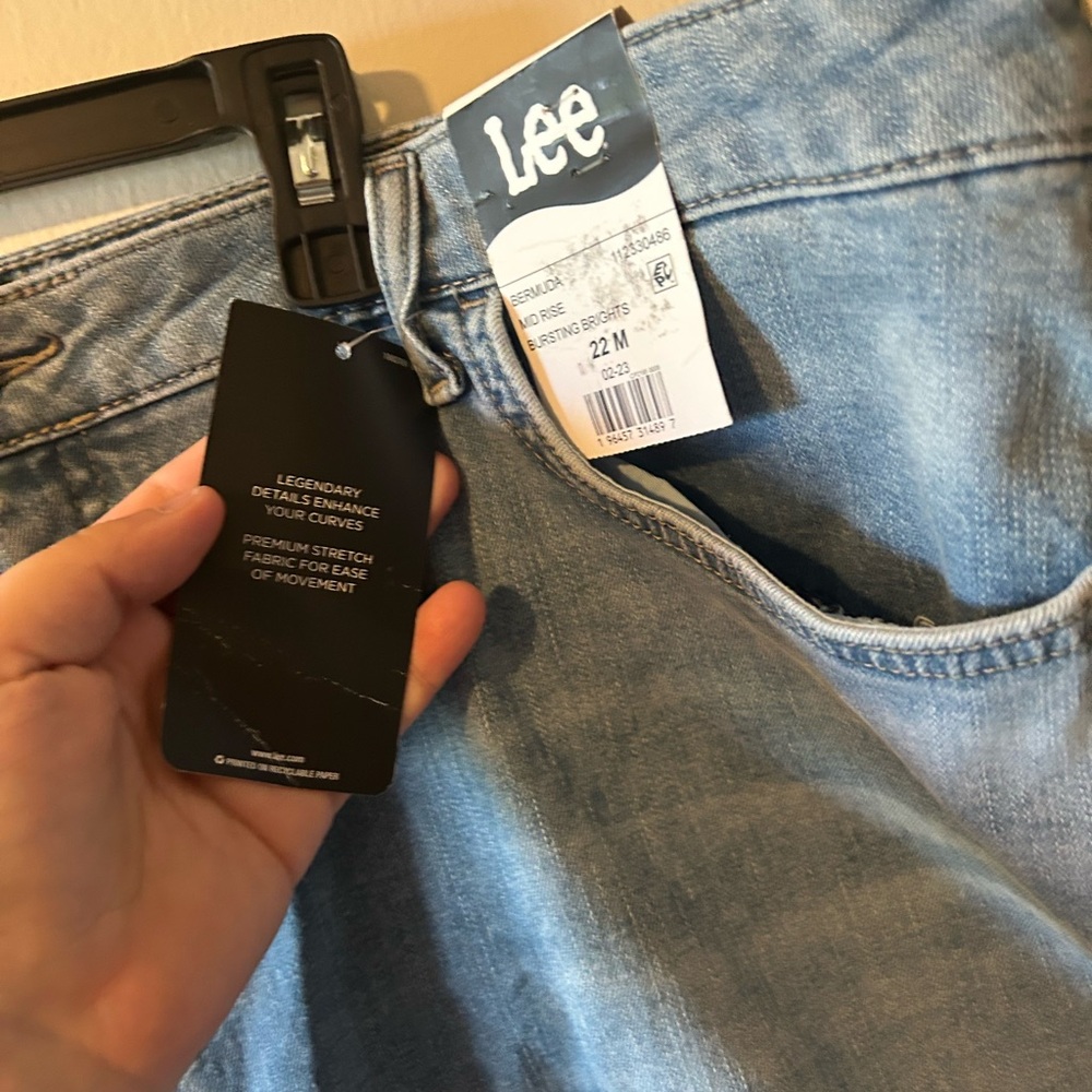 Lee Blue Jean Shorts with Frayed Hem - Picture 5 of 10